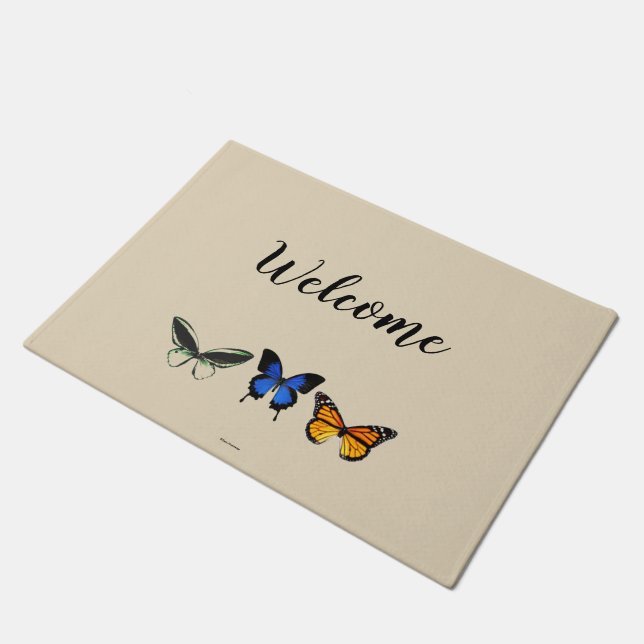 Butterly Pattern Welcome Door Mat (Angled)