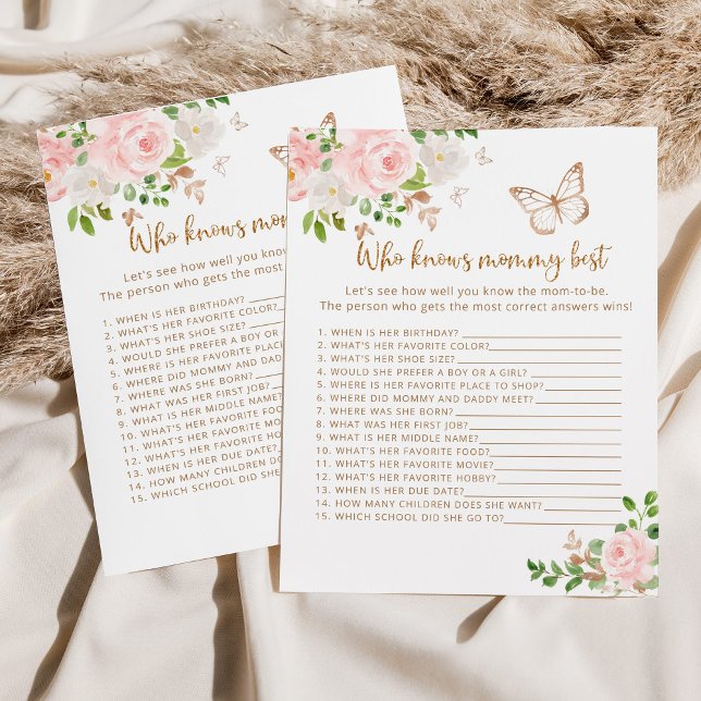 Butterly Who knows mummy best baby shower game (Creator Uploaded)