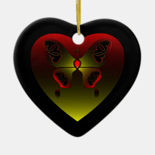 Butterly with a Celt Love Heart Knot on Wing Ceramic Ornament