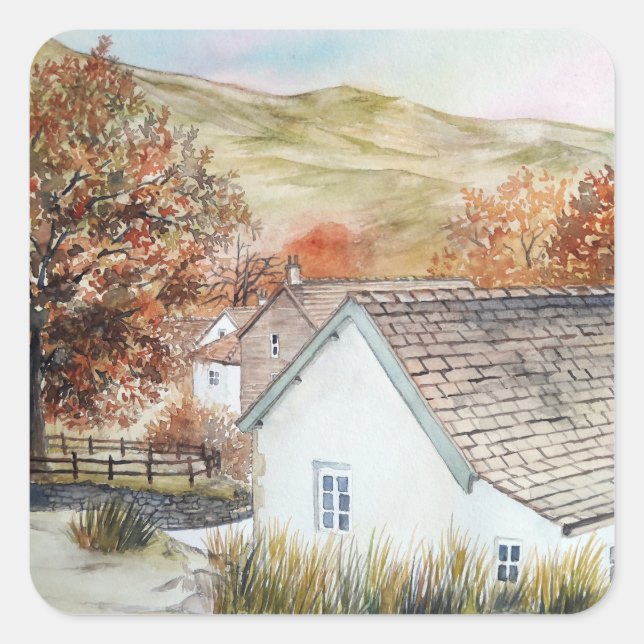 Buttermere Village, Lake District, England Square Sticker (Front)