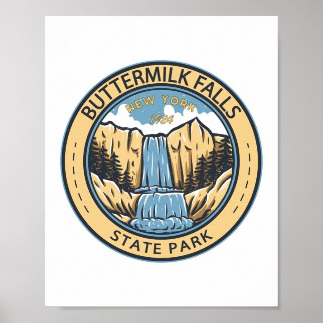 Buttermilk Falls State Park New York Badge Poster (Front)