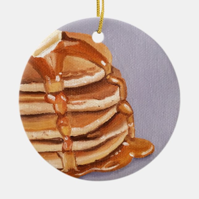 Buttermilk Pancakes Shortstack Breakfast Painting Ceramic Ornament (Front)
