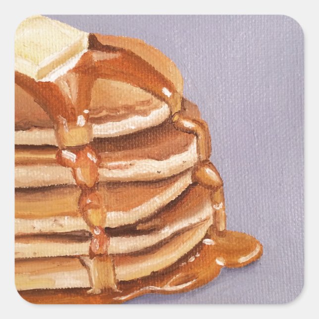 Buttermilk Pancakes Shortstack Breakfast Painting Square Sticker (Front)