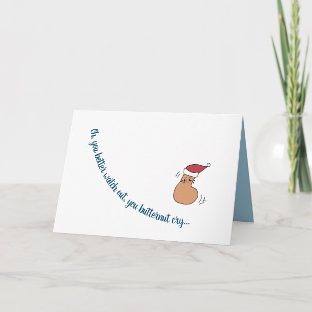 "Butternut Cry" Funny Photo Christmas Card (Front)
