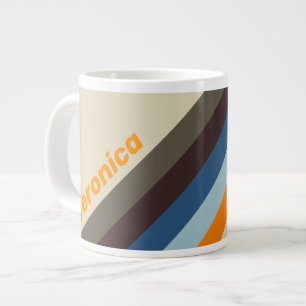 Butternut Fade Stripes with Name Ping Pong Paddle Large Coffee Mug