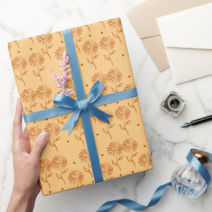 Butterscotch Colored Sunflower Pattern Wrapping Paper