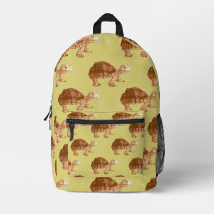 Butterscotch Yellow Cute Tortoise Turtle Pattern Printed Backpack