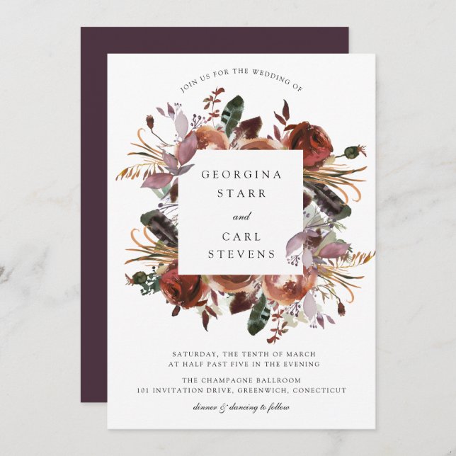 Butterum & Plum Wedding Frame Invitation (Front/Back)
