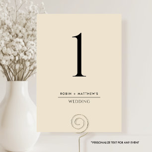 Buttery Beige Elegant and Simple Table Number