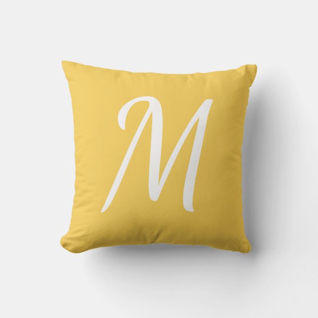 Buttery Yellow and White Monogram  Cushion (Front)