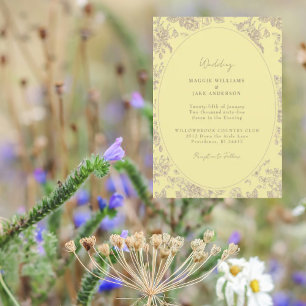 Buttery Yellow Chinoiserie Elegant Wedding Invitation