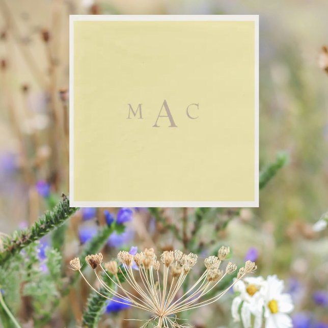 Buttery Yellow Monogram Wedding Cocktail Napkin (Creator Uploaded)