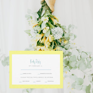 Buttery Yellow & Turquoise Dinner Options RSVP Card