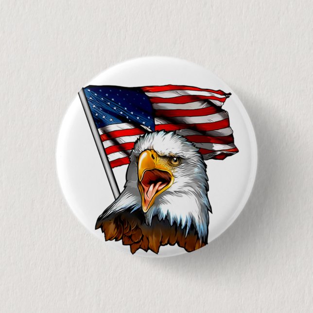 Button ~ American Eagle and U.S.A. Flag (Front)