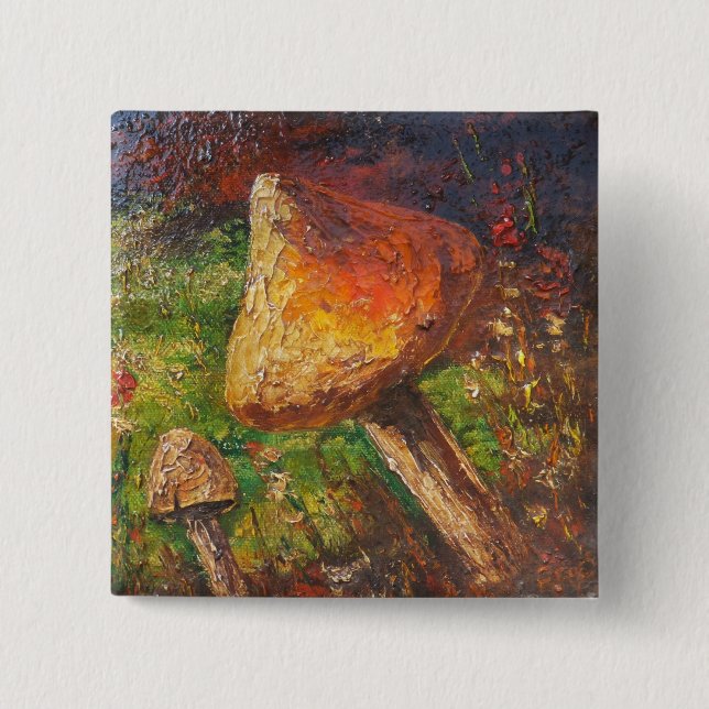 Button Ann Hayes Painting Mushroom (Front)