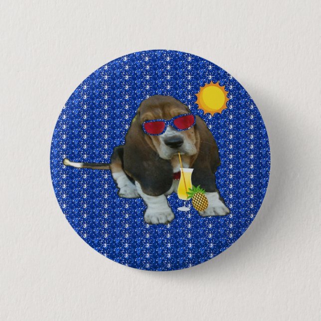 Button Baby Basset Hound Sheldon Summer Time (Front)