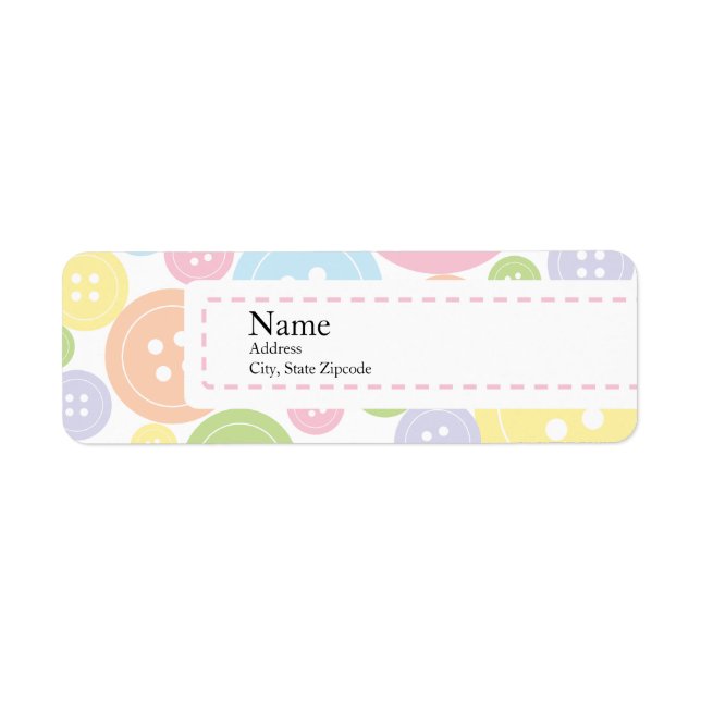 Button Baby Shower Return Address Label | Girl (Front)