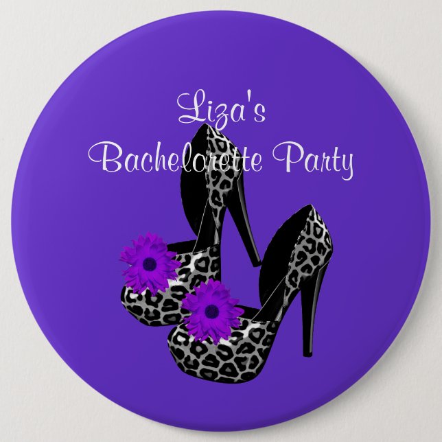 Button Bachelorette Party Purple leopard Shoe (Front)