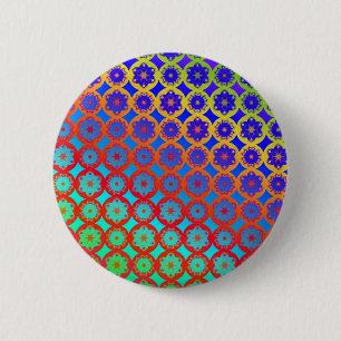 Button Badge - Rainbow Mandala Fractal Pattern