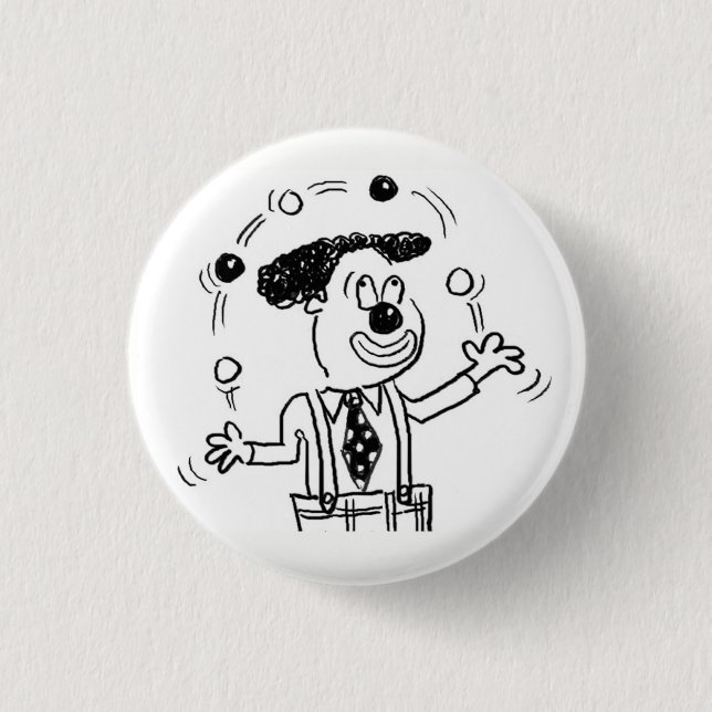 Button Badge with a Juggler Juggling Illustration (Front)