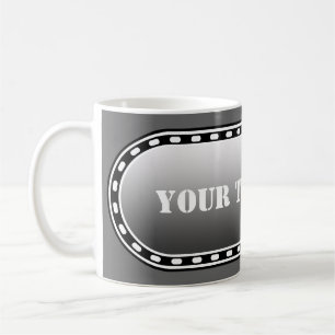 BUTTON BANNER black grey gradient + your text Coffee Mug