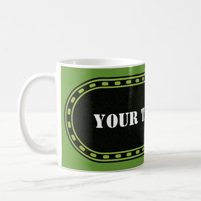 BUTTON BANNER green black gradient + your text Coffee Mug (Left)