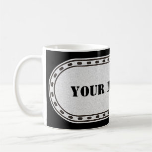 BUTTON BANNER grey black gradient + your text Coffee Mug