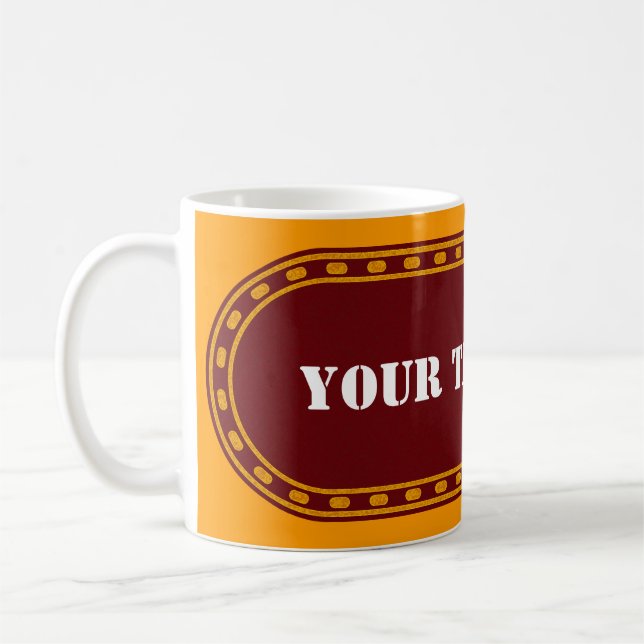 BUTTON BANNER orange brown gradient + your text Coffee Mug (Left)