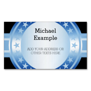 Button / Banner - Stars blue white + your backgr Magnetic Business Card