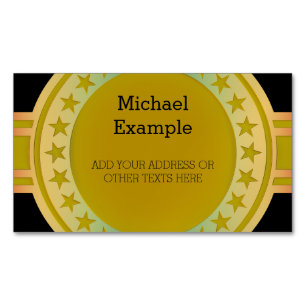 Button / Banner - Stars gold coloured + your Magnetic Business Card