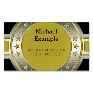 Button / Banner - Stars gold silver + your backgr. Magnetic Business Card