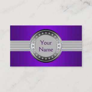 Button Banner Stars - silver + your name & address Business Card