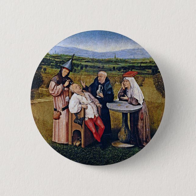 Button: Bosch - Extracting Stone of Madness 6 Cm Round Badge (Front)