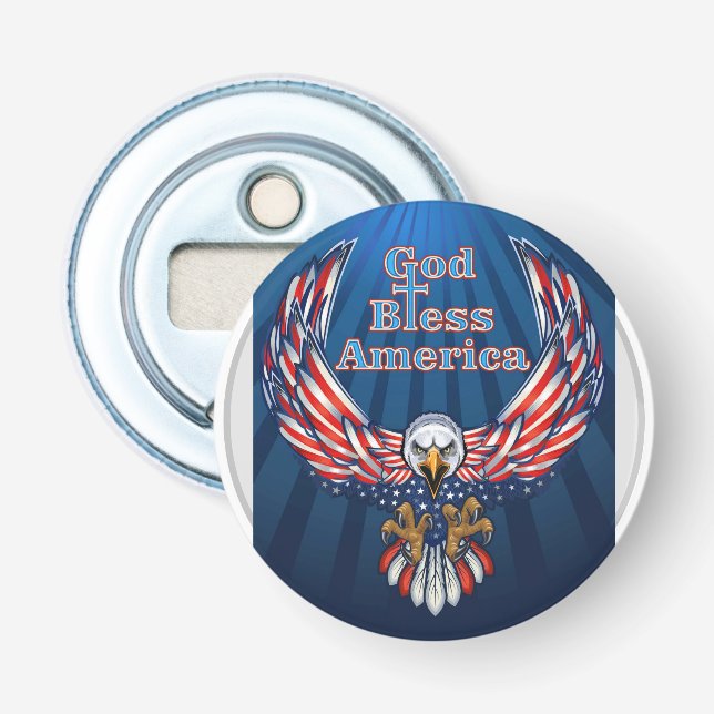 Button Bottle Opener American beautiful Eagle W (Front)