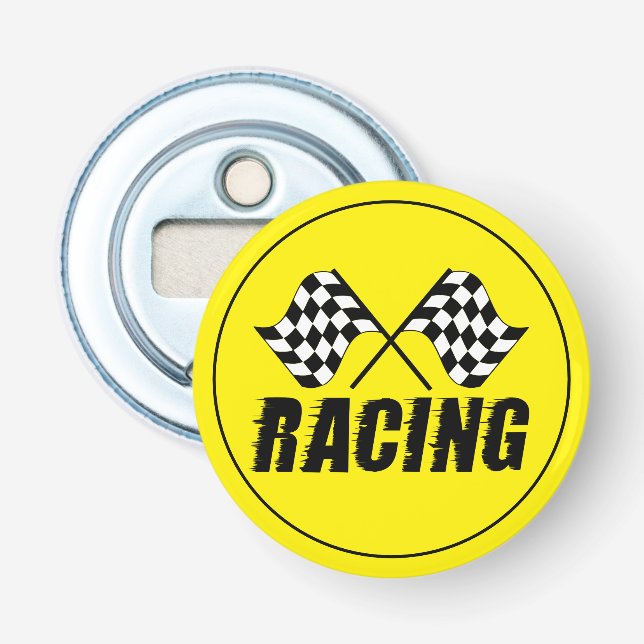 Button Bottle Opener-Racing Flags Opener (Front)