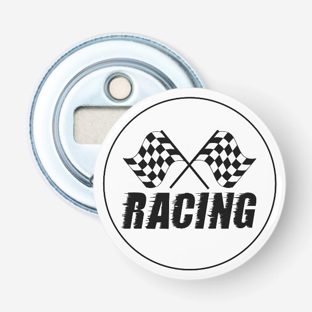 Button Bottle Opener-Racing Flags Opener (Front)