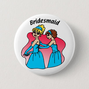 Button: Bridesmaid (Blue) 6 Cm Round Badge