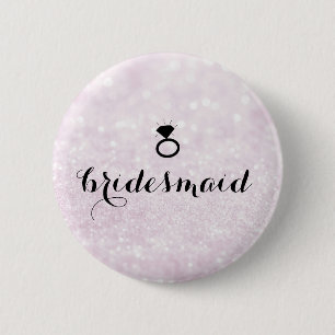 Button - Bridesmaid Glitter Ring Bling Lav