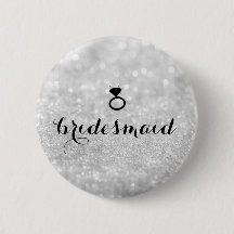 Button - Bridesmaid Glitter Ring Bling Silver