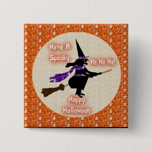 Button Broom Stick Witch