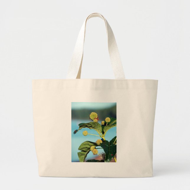 Button Bush on Mississippi River Large Tote Bag (Front)