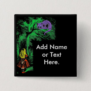 Button: "Cheshire Cat" from "Alice in Wonderland" 15 Cm Square Badge
