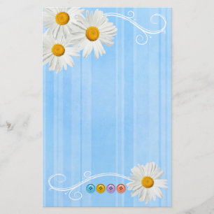 Button Daisy Blue Stationery