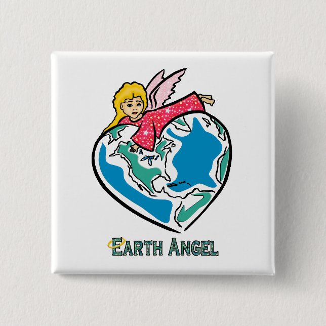 Button: "Earth Angel" 15 Cm Square Badge (Front)