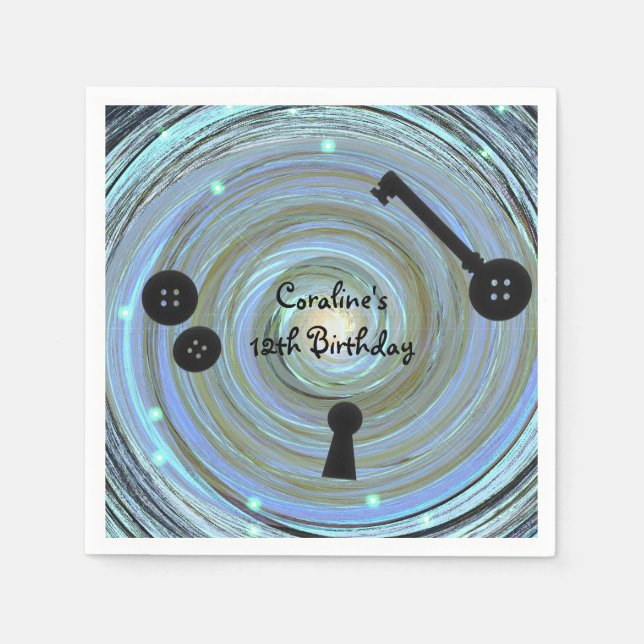 Button Eyes & Skeleton Key Other World Party Napkin (Front)