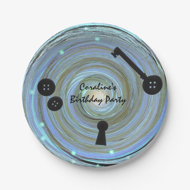 Button Eyes & Skeleton Key Other World Party Paper Plate (Front)