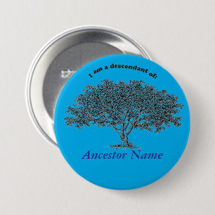 Button - Genealogy Tree on Blue
