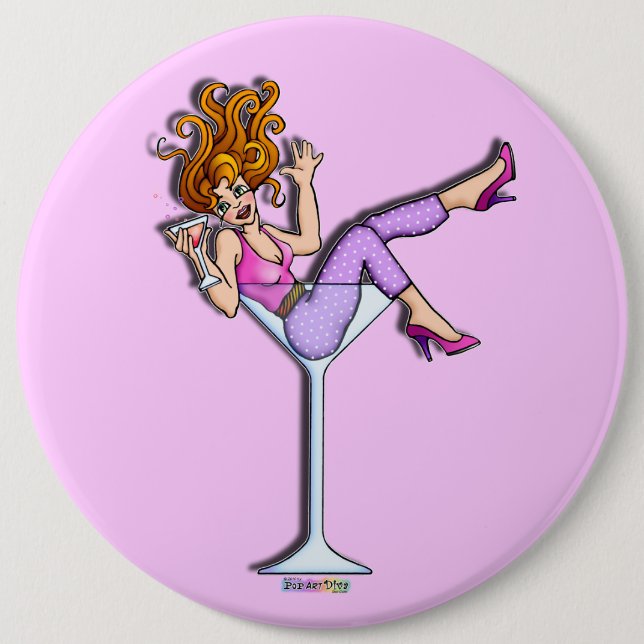 Button - Girl in a Martini Glass, Lil' Red (Front)