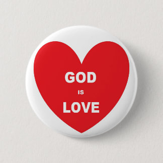 Button God Is Love Red Heart