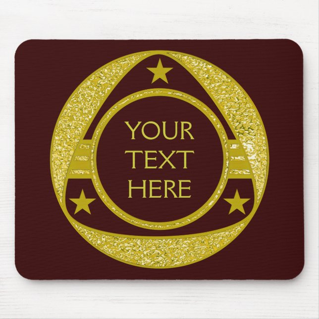 BUTTON GOLD STARS + your text Mouse Pad (Front)